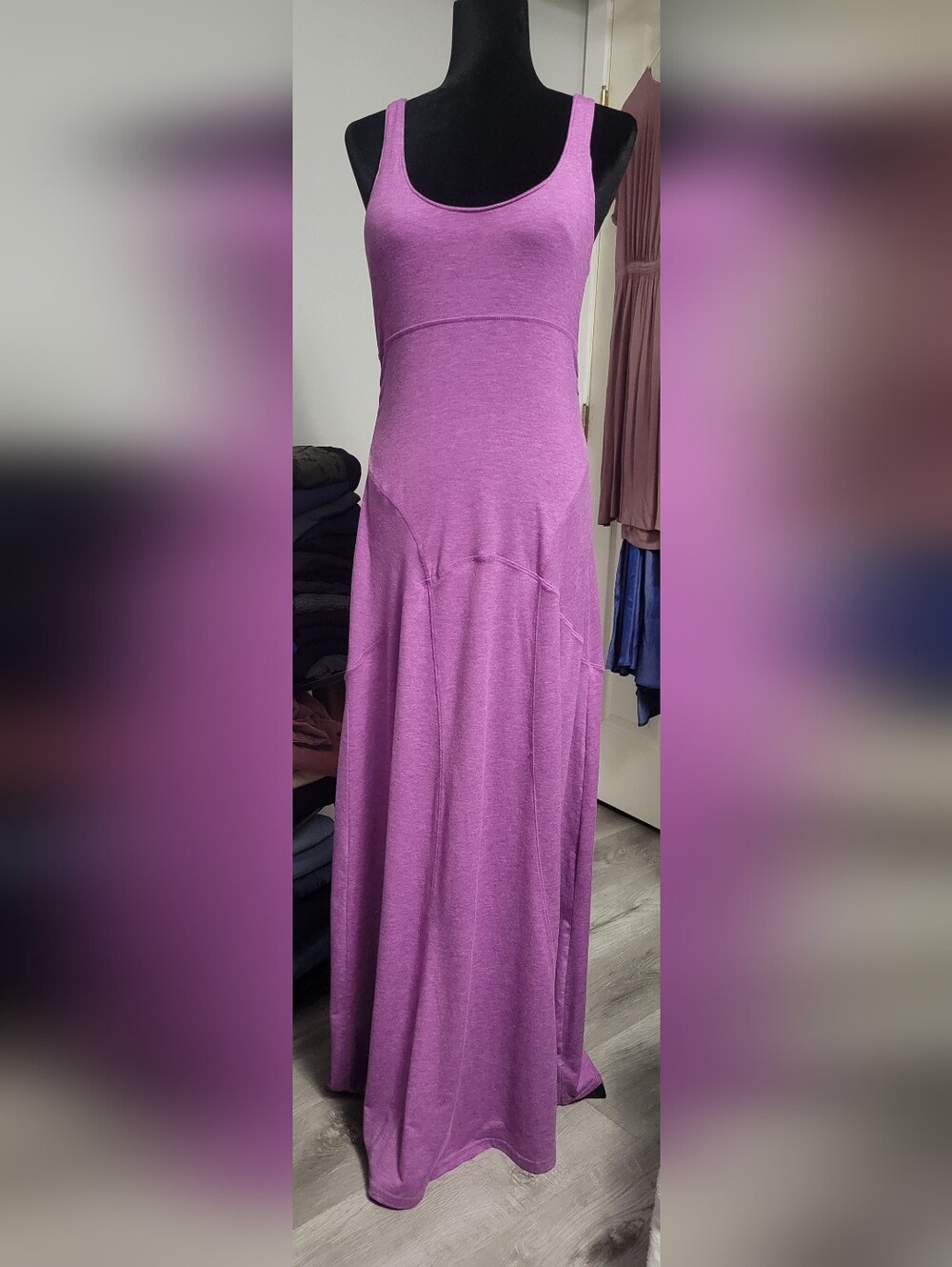 Athleta Small Twist And Turn Maxi Tank Dress In Heathered Grape